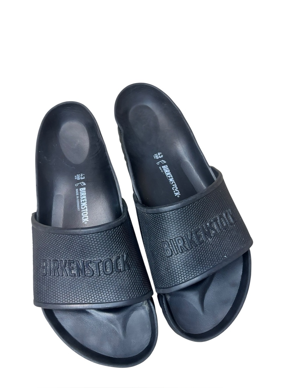 EUC Birkenstock Mens Barbados EVA Black Rubber Slide Sandals, sz 43 10